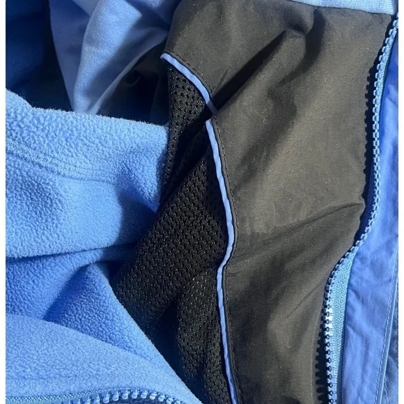 LL Bean Blue Full Zip Removable Sherpa Lining All Weather Hood Jacket Large Men - Picture 10 of 12